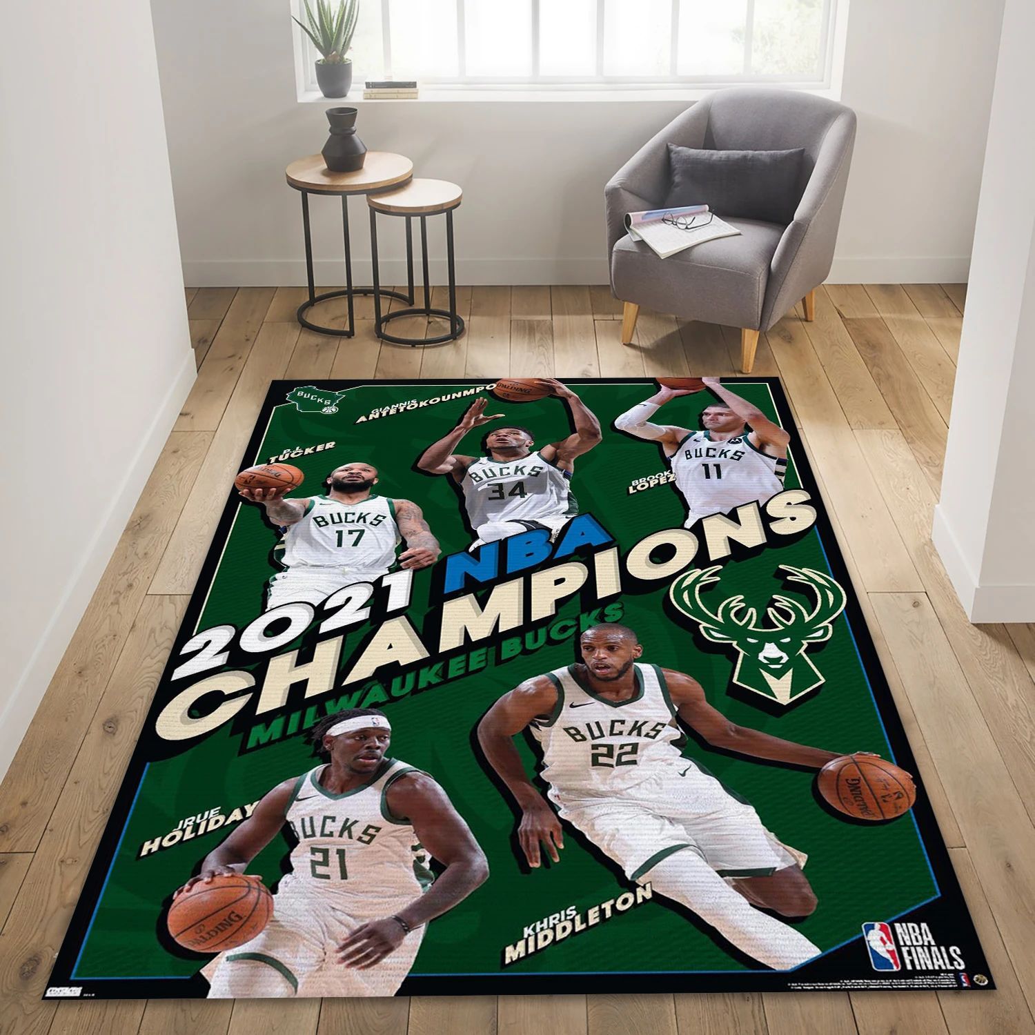 Milwaukee Bucks Nba Finals Champions NBA Area Rug Carpet, Living Room Rug - US Decor - Indoor Outdoor Rugs