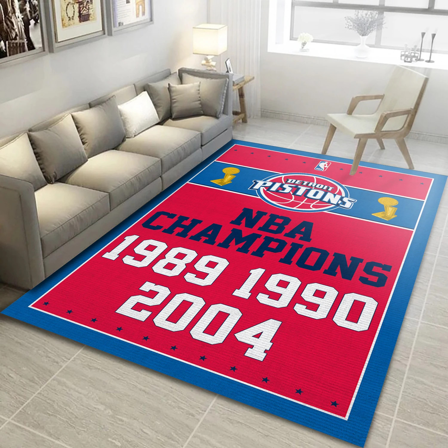 Detroit Pistons Nba Finals Champion NBA Area Rug, Living Room Rug - US Decor - Indoor Outdoor Rugs