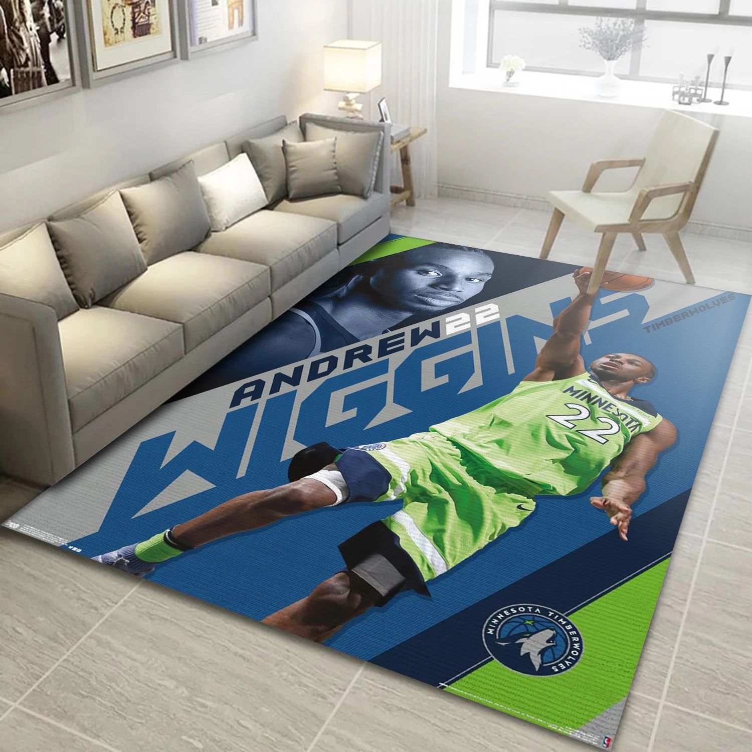 Andrew Wiggins Minnesota Timberwolves NBA Reangle Area Rug, Living Room Rug - US Decor - Indoor Outdoor Rugs