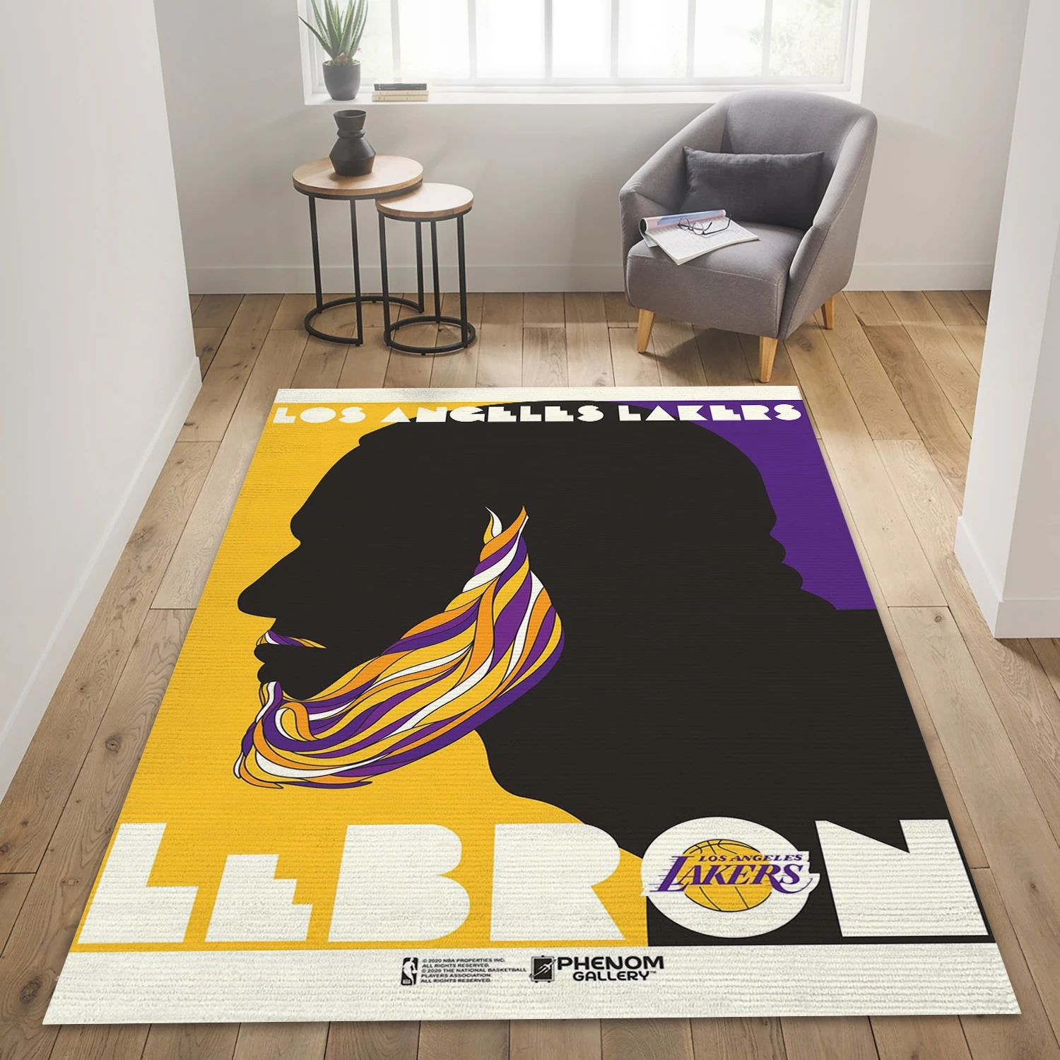 Lebron James Los Angeles Lakers NBA Reangle Area Rug, Living Room Rug - US Decor - Indoor Outdoor Rugs