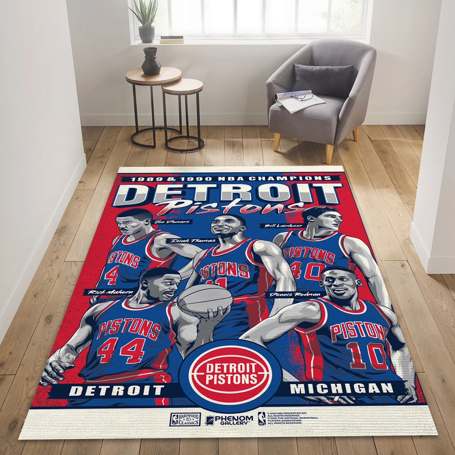 Detroit Pistons Phenom Gallery Back To Back Nba Finals Champions Limited NBA Team Logos Area Rug, Living Room Rug - US - Indoor Outdoor Rugs