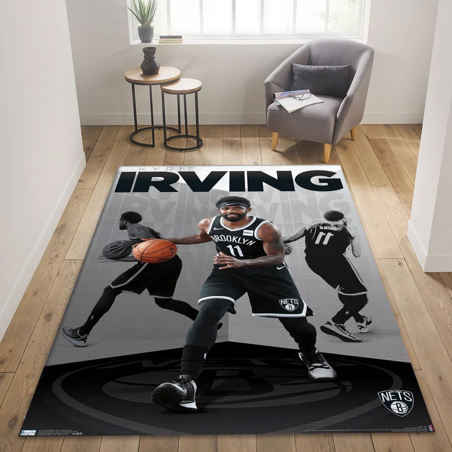 Kyrie Irving Brooklyn Nets NBA Area Rug Carpet, Living Room Rug - Home Decor - Indoor Outdoor Rugs