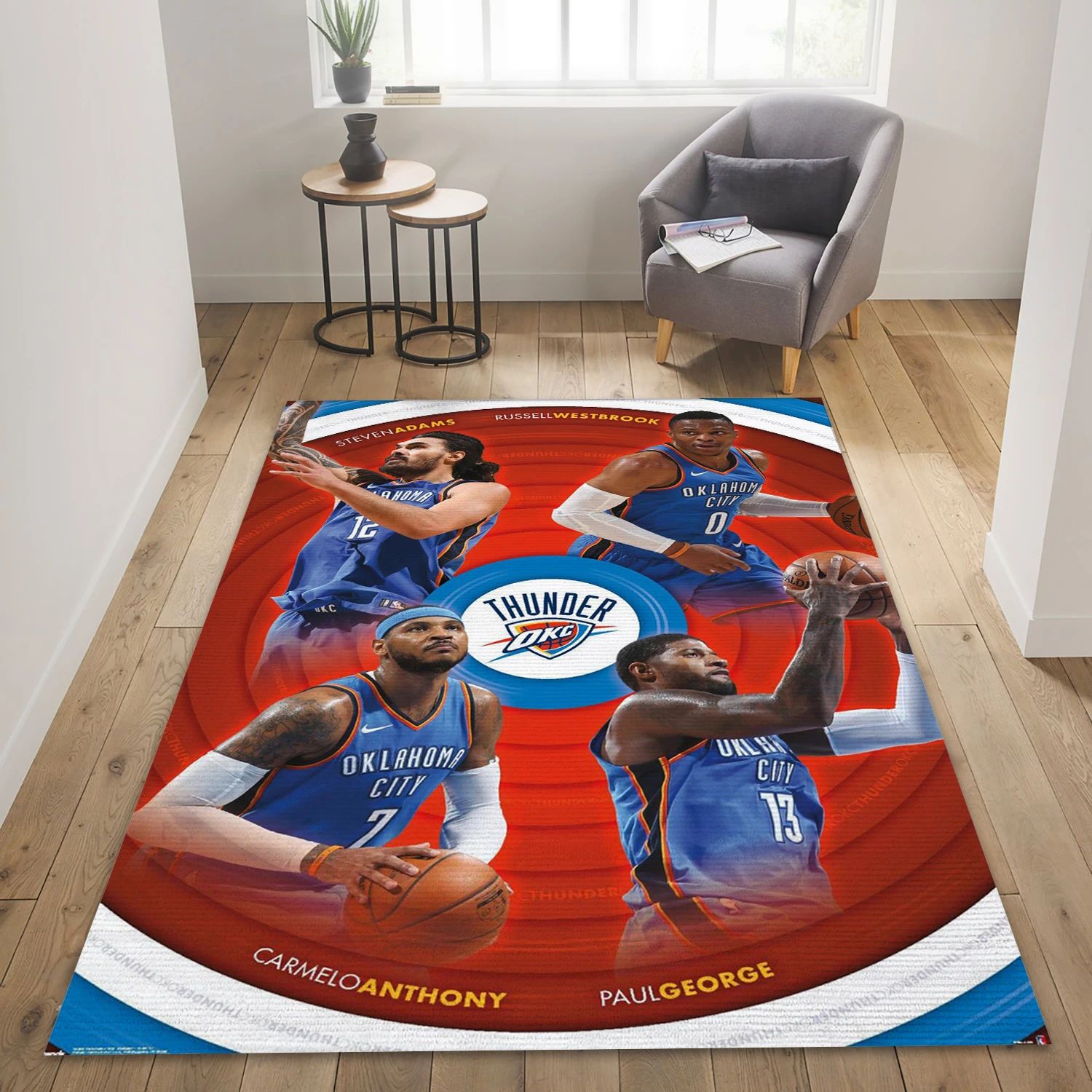 Oklahoma City Thunder NBA Team Logos Area Rug, Living Room Rug - Room Decor - Indoor Outdoor Rugs