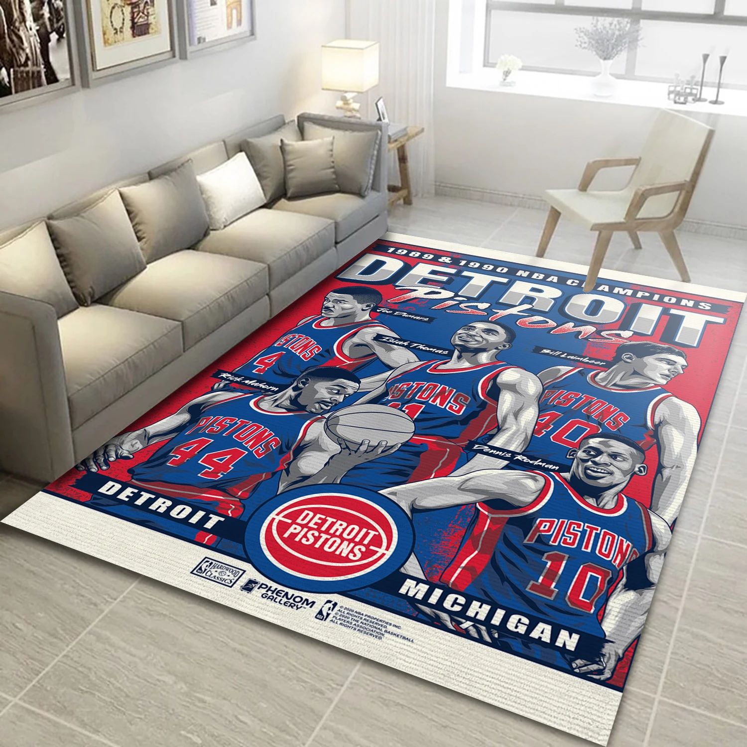 Detroit Pistons Phenom Gallery Back To Back Nba Finals Champions Limited NBA Team Logos Area Rug, Living Room Rug - US - Indoor Outdoor Rugs