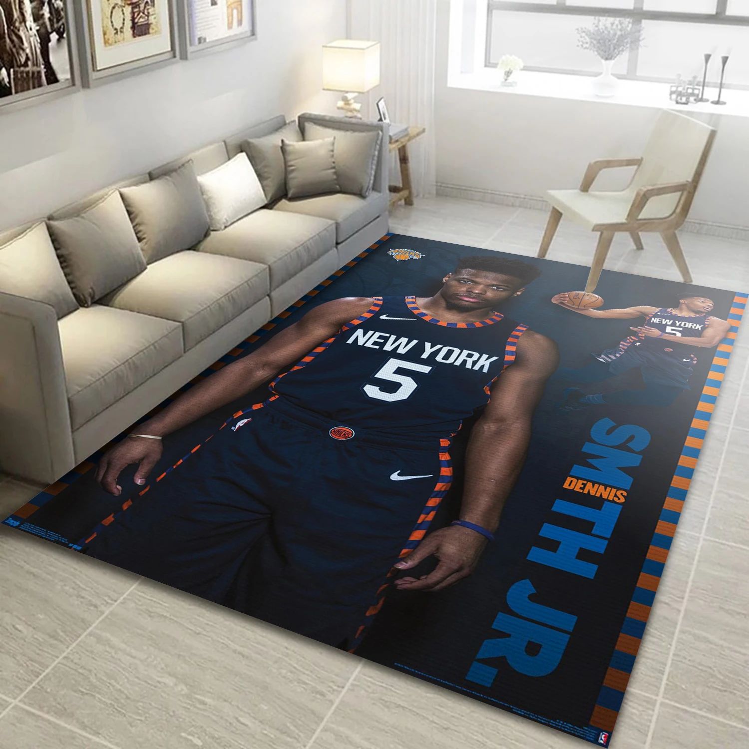 Dennis Smith Jr New York NBA Area Rug, Living Room Rug - US Decor - Indoor Outdoor Rugs