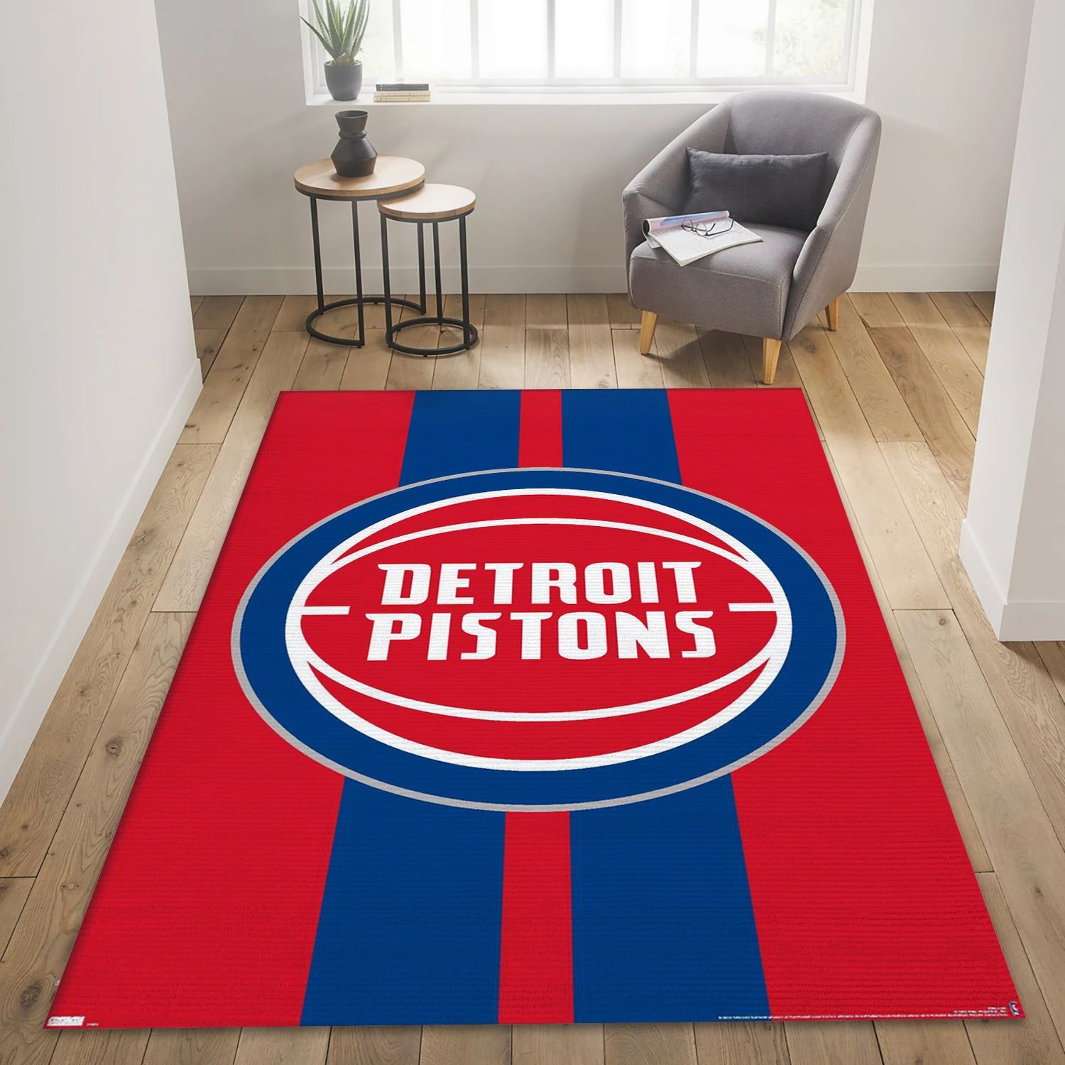 Detroit Pistons NBA Team Logos Area Rug, Living Room Rug - Room Decor - Indoor Outdoor Rugs