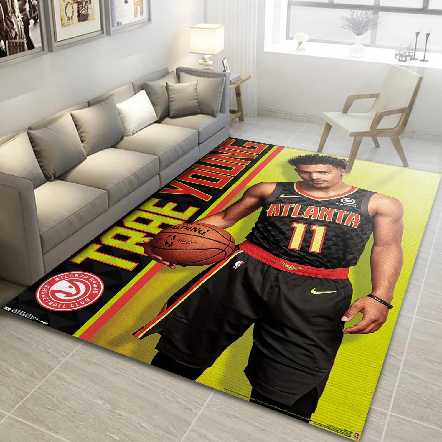 Trae Young Atlanta Hawks NBA Area Rug, Living Room Rug - Home Decor - Indoor Outdoor Rugs