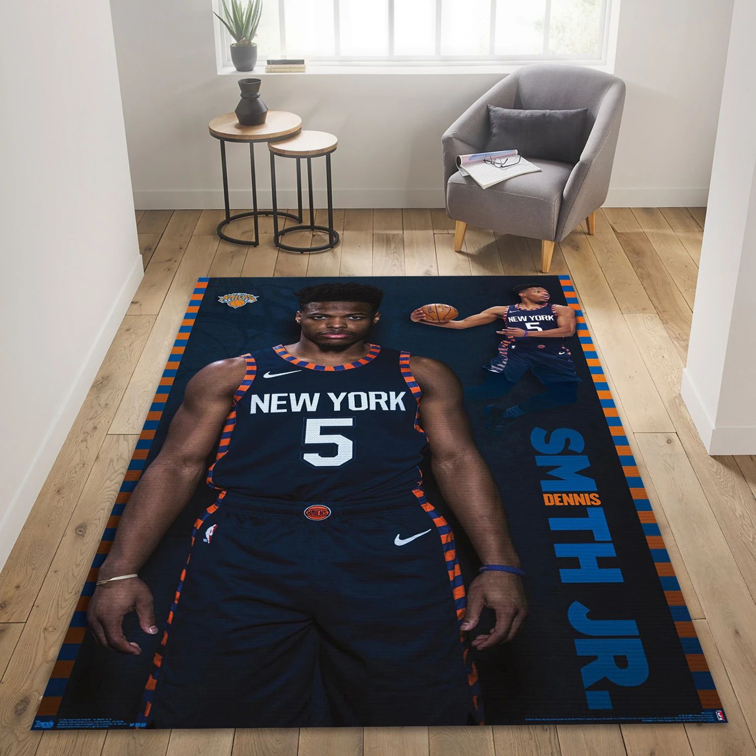 Dennis Smith Jr New York NBA Area Rug, Living Room Rug - US Decor - Indoor Outdoor Rugs