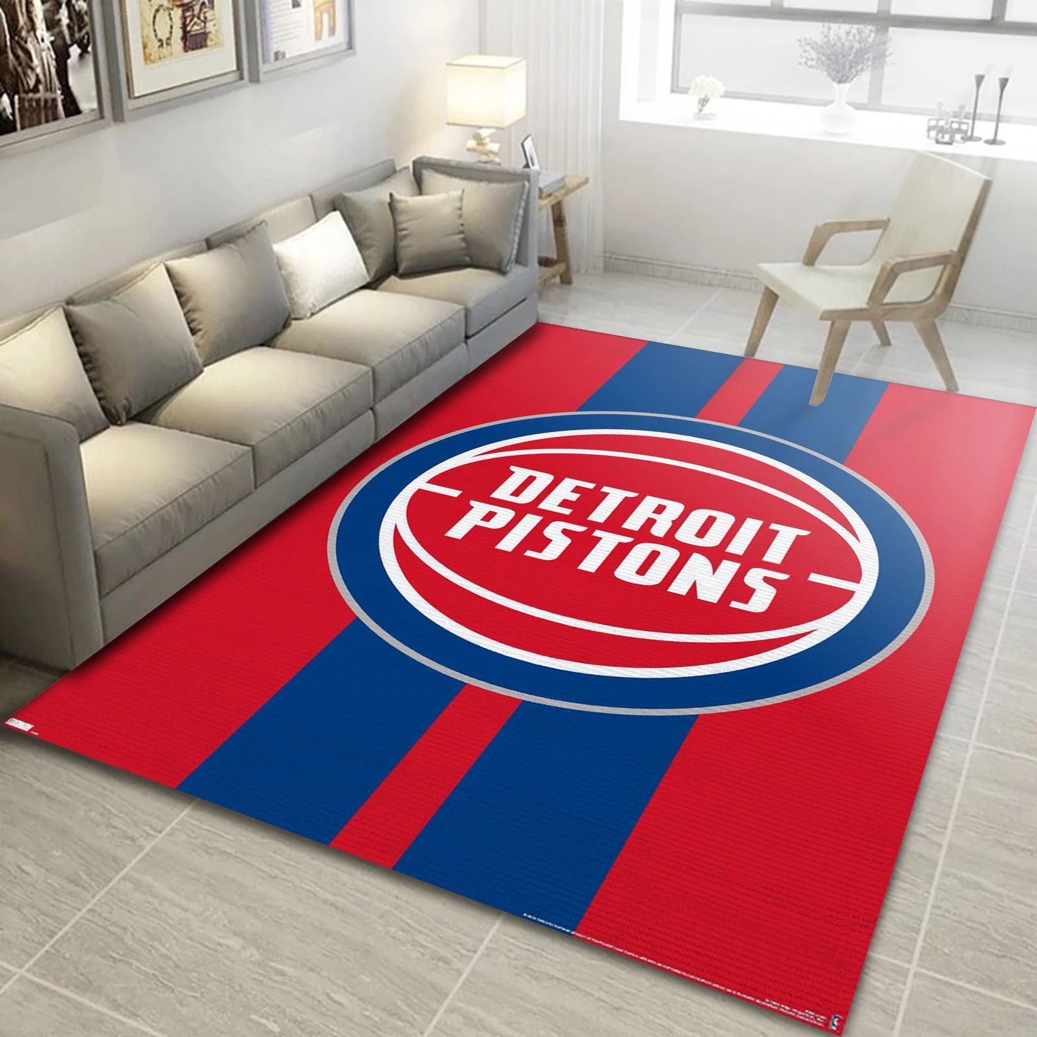 Detroit Pistons NBA Team Logos Area Rug, Living Room Rug - Room Decor - Indoor Outdoor Rugs