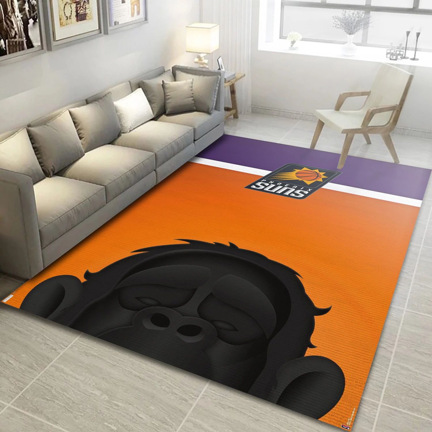 Phoenix Suns Cartoon Mascot NBA Area Rug For Christmas, Living Room Rug - Home Decor - Indoor Outdoor Rugs