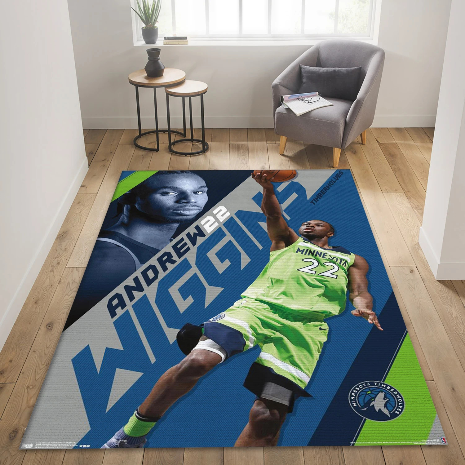 Andrew Wiggins Minnesota Timberwolves NBA Reangle Area Rug, Living Room Rug - US Decor - Indoor Outdoor Rugs