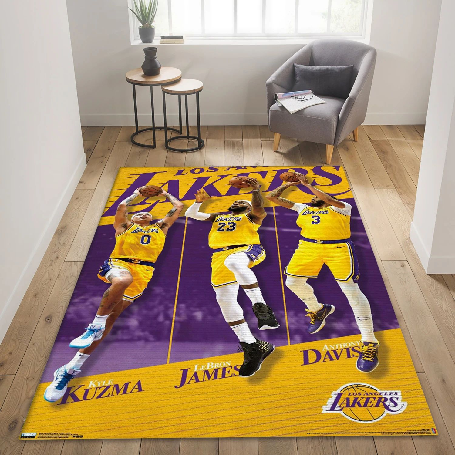 Los Angeles Lakers NBA Team Logos Area Rug, Living Room Rug - Home Decor - Indoor Outdoor Rugs