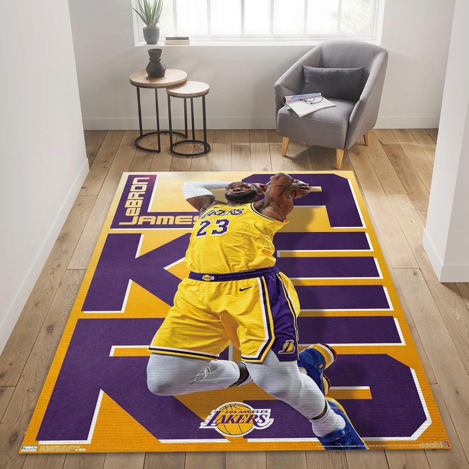 Lebron James Los Angeles Lakers NBA Reangle Area Rug, Living Room Rug - Room Decor - Indoor Outdoor Rugs