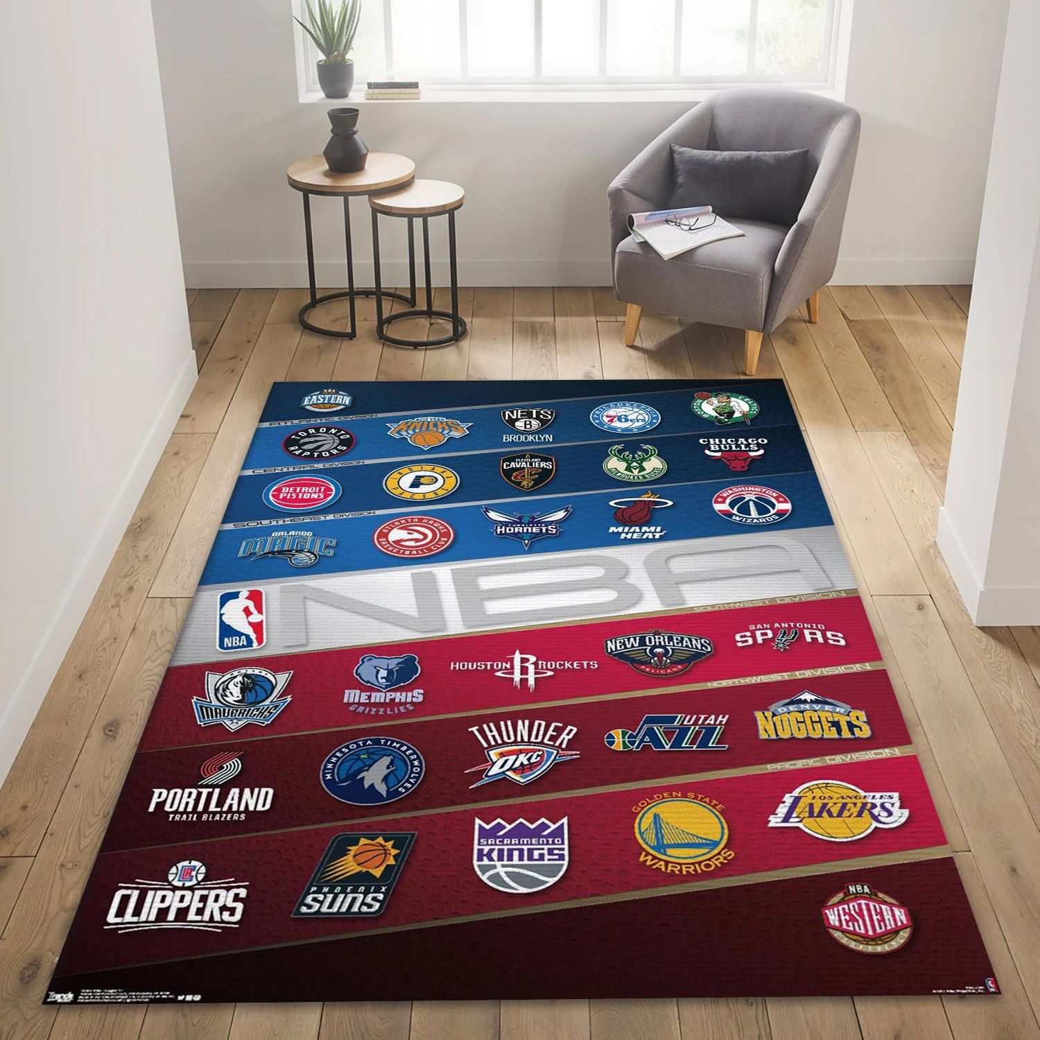 Nba Teams NBA Team Logos Area Rug, Living Room Rug - Room Decor - Indoor Outdoor Rugs