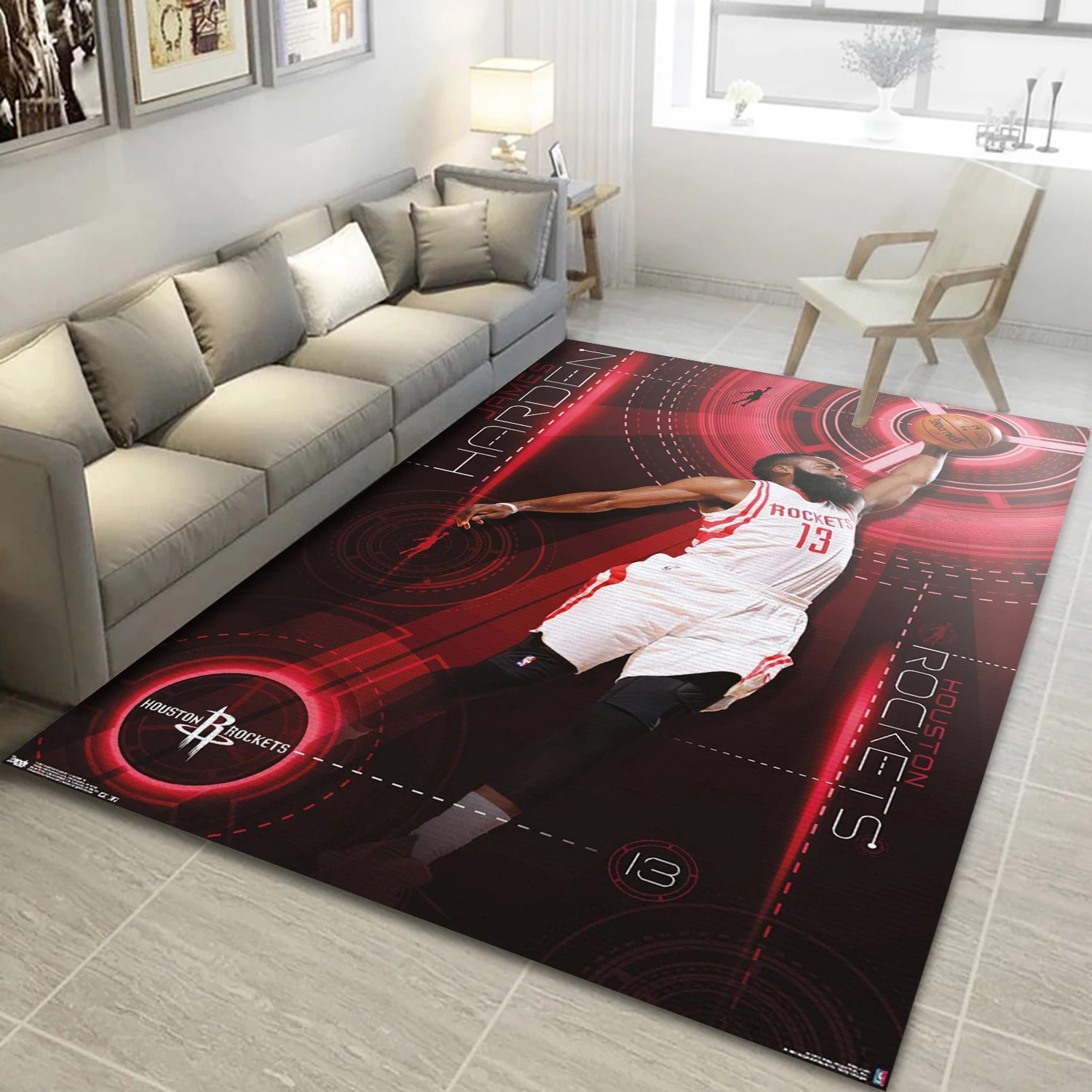 James Harden Houston Rockets NBA Area Rug For Christmas, Living Room Rug - Home Decor - Indoor Outdoor Rugs