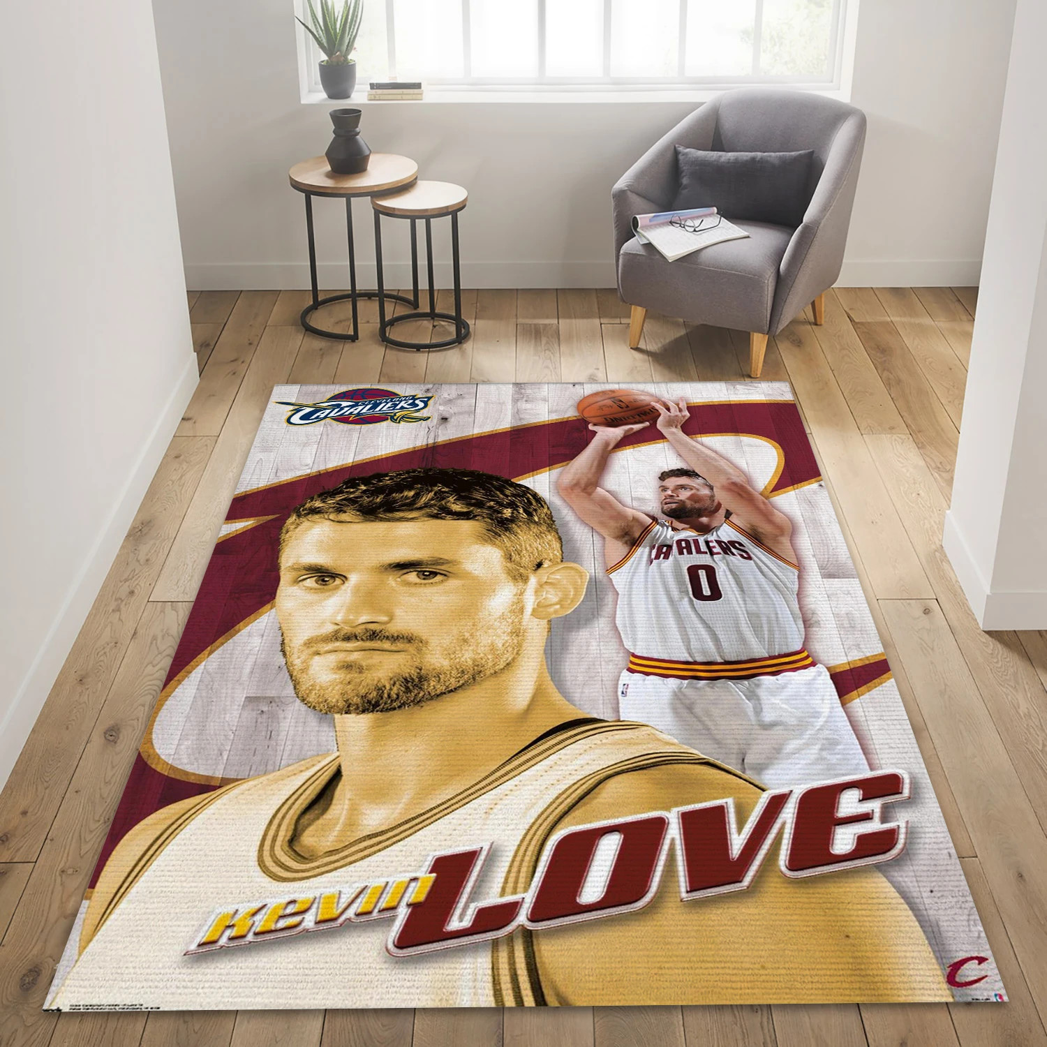 Kevin Love Cleveland Cavaliers NBA Reangle Area Rug, Living Room Rug - US Decor - Indoor Outdoor Rugs