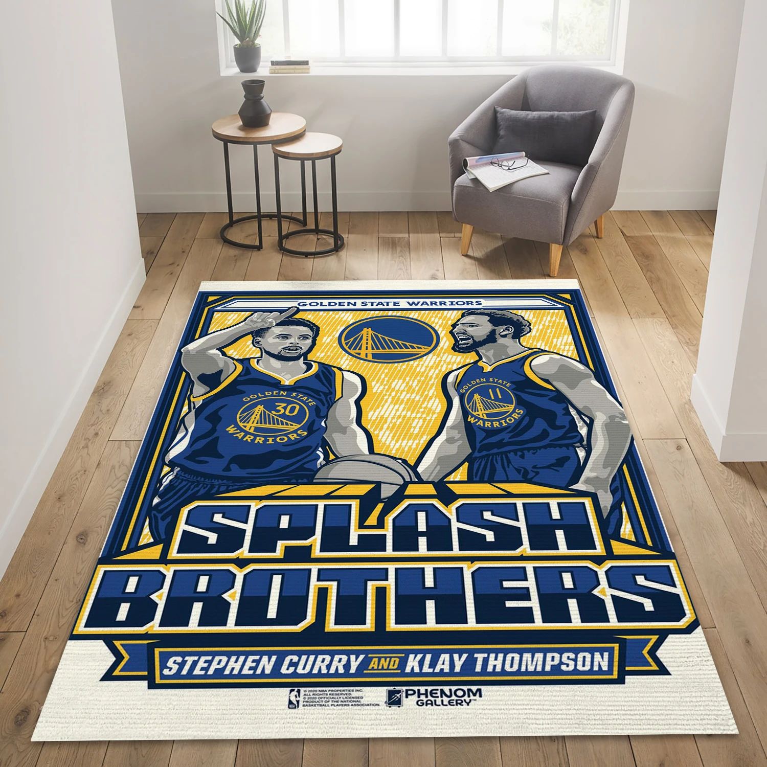 Stephen Curry Klay Thompson Golden State Warriors NBA Team Logos Area Rug, Living Room Rug - Room Decor - Indoor Outdoor Rugs