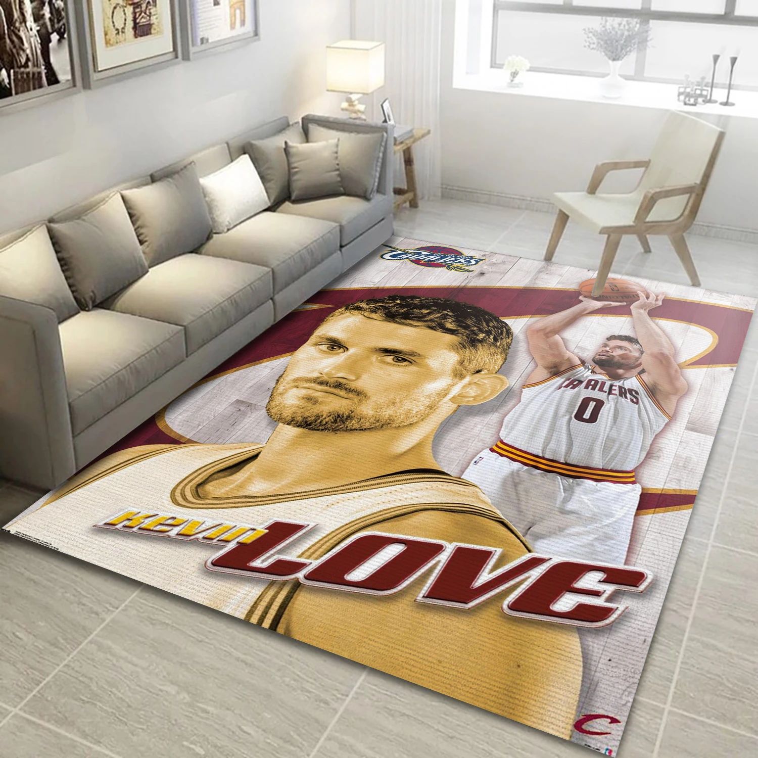 Kevin Love Cleveland Cavaliers NBA Reangle Area Rug, Living Room Rug - US Decor - Indoor Outdoor Rugs