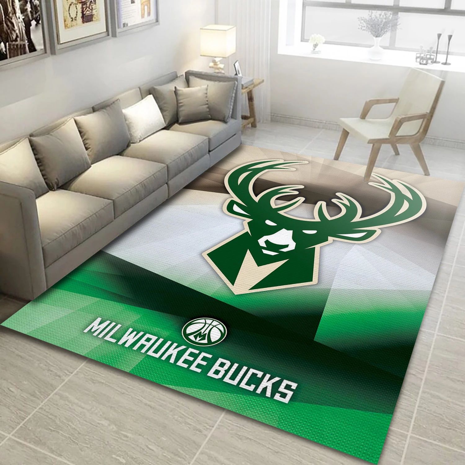 Milwaukee Bucks NBA Team Logos Area Rug, Living Room Rug - Home Decor - Indoor Outdoor Rugs