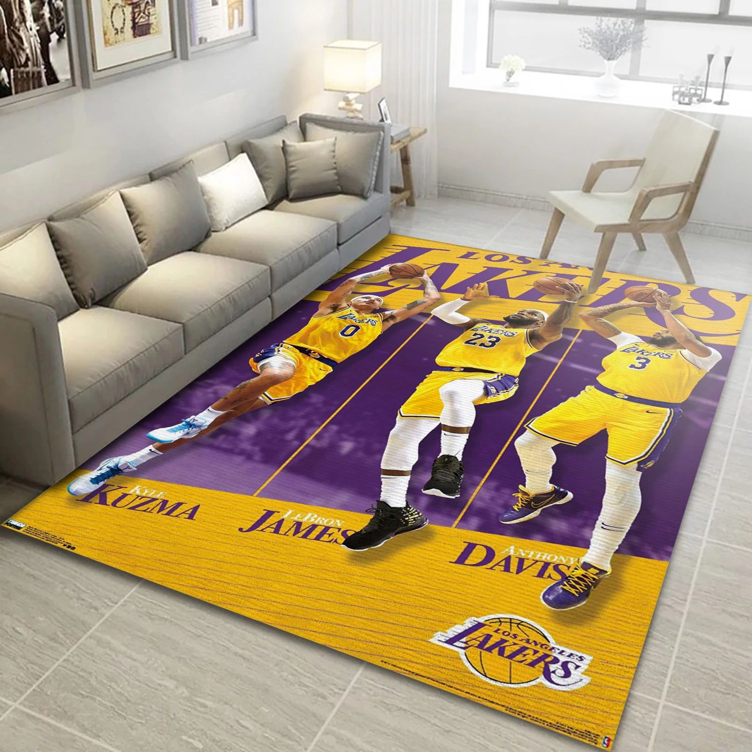 Los Angeles Lakers NBA Team Logos Area Rug, Living Room Rug - Home Decor - Indoor Outdoor Rugs