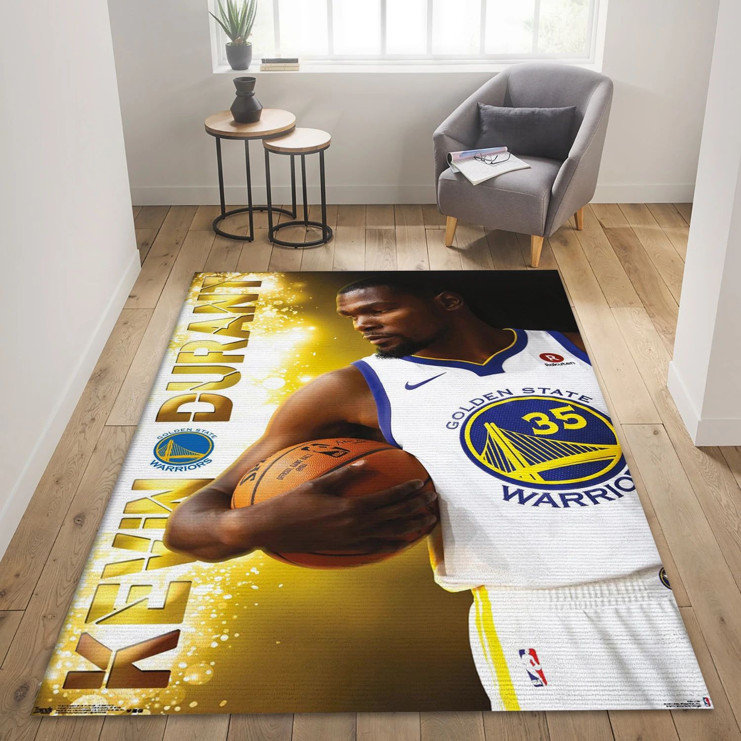 Kevin Durant Golden State Warriors NBA Area Rug Carpet, Living Room Rug - Room Decor - Indoor Outdoor Rugs