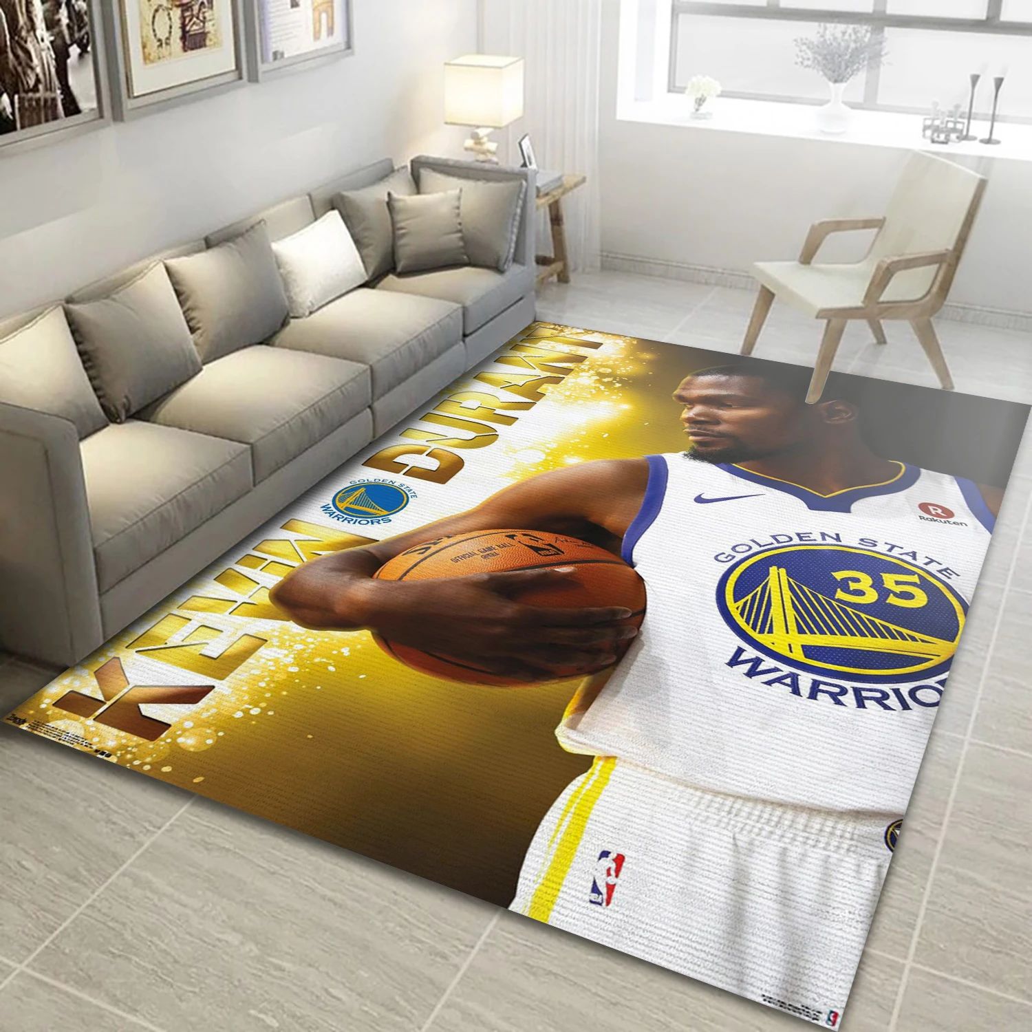 Kevin Durant Golden State Warriors NBA Area Rug Carpet, Living Room Rug - Room Decor - Indoor Outdoor Rugs