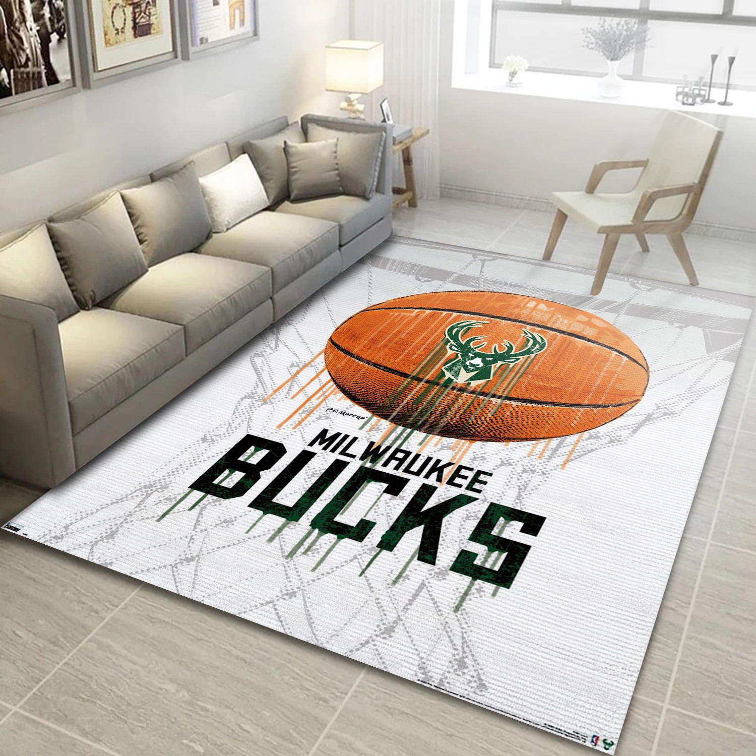 Milwaukee Bucks NBA Area Rug Carpet, Living Room Rug - Home Decor - Indoor Outdoor Rugs