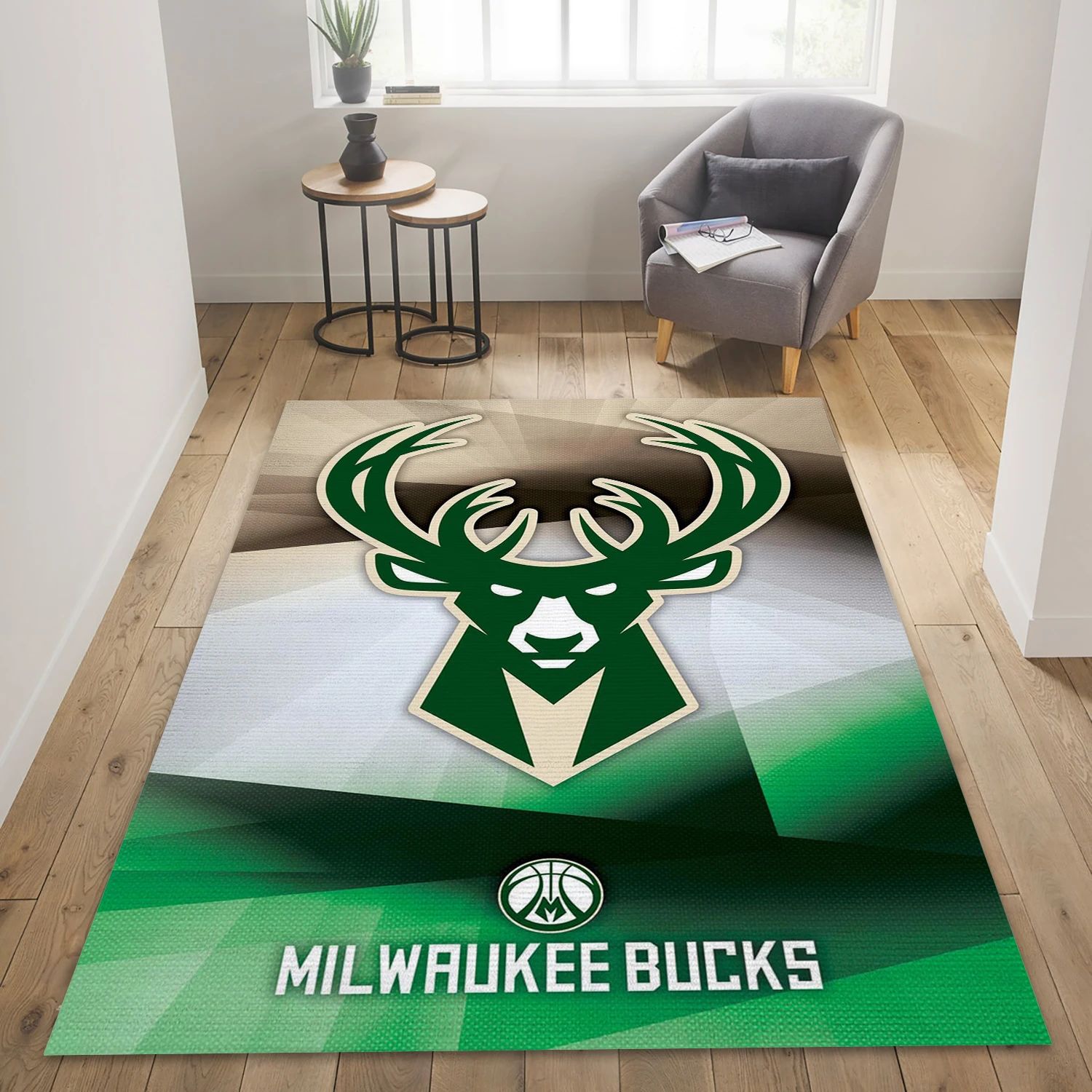 Milwaukee Bucks NBA Team Logos Area Rug, Living Room Rug - Home Decor - Indoor Outdoor Rugs