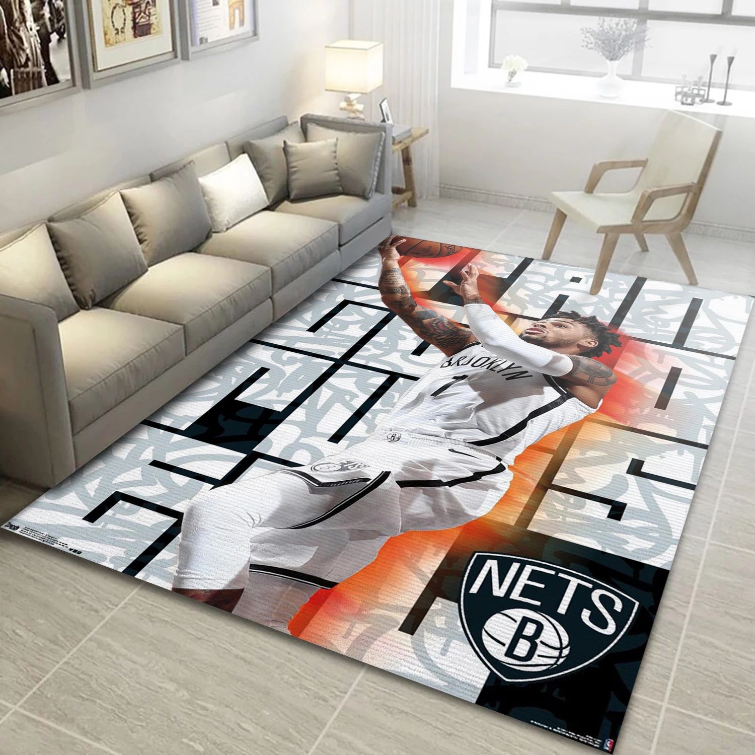 D Angelo Russell Brooklyn NBA Area Rug For Christmas, Living Room Rug - US Decor - Indoor Outdoor Rugs