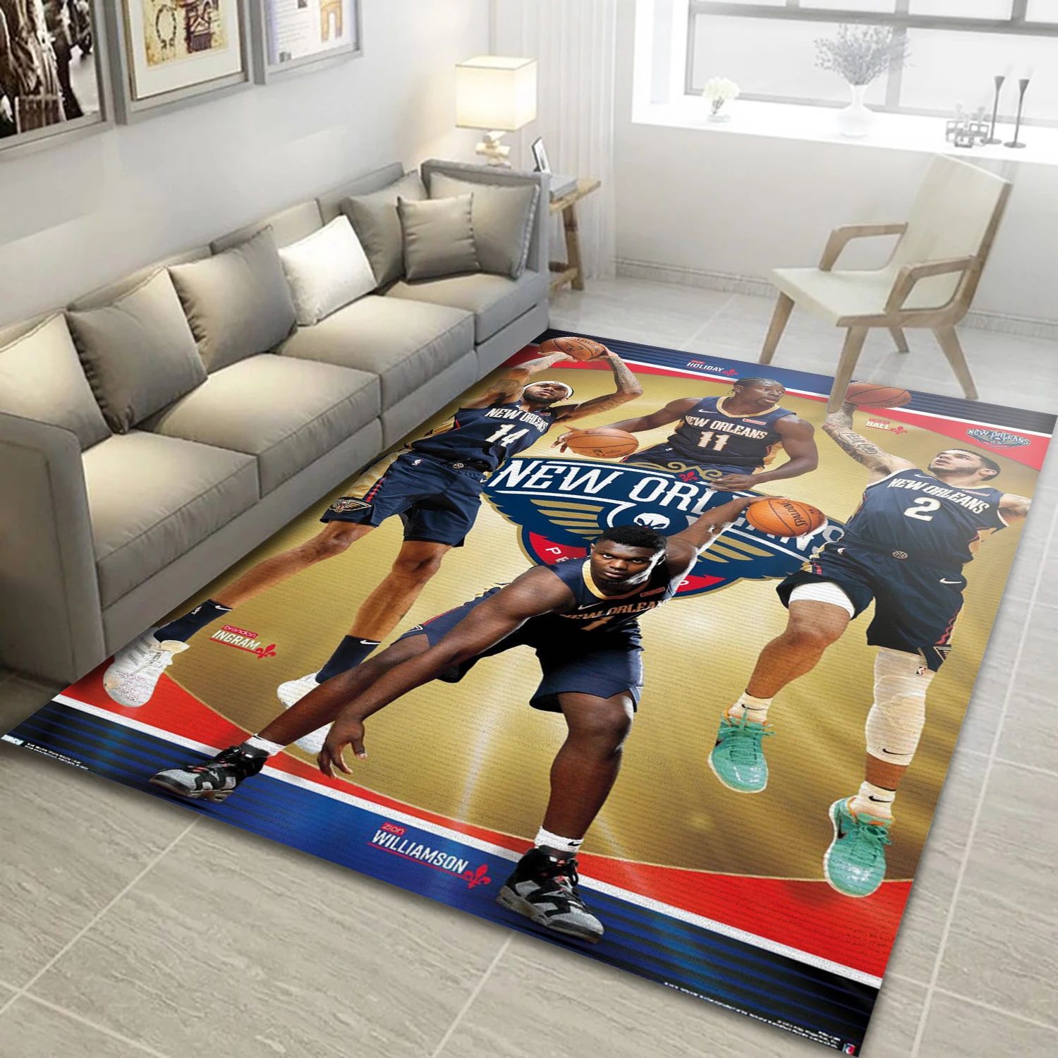 New Orleans Pelicans Players NBA Team Logos Area Rug, Living Room Rug - Home Decor - Indoor Outdoor Rugs