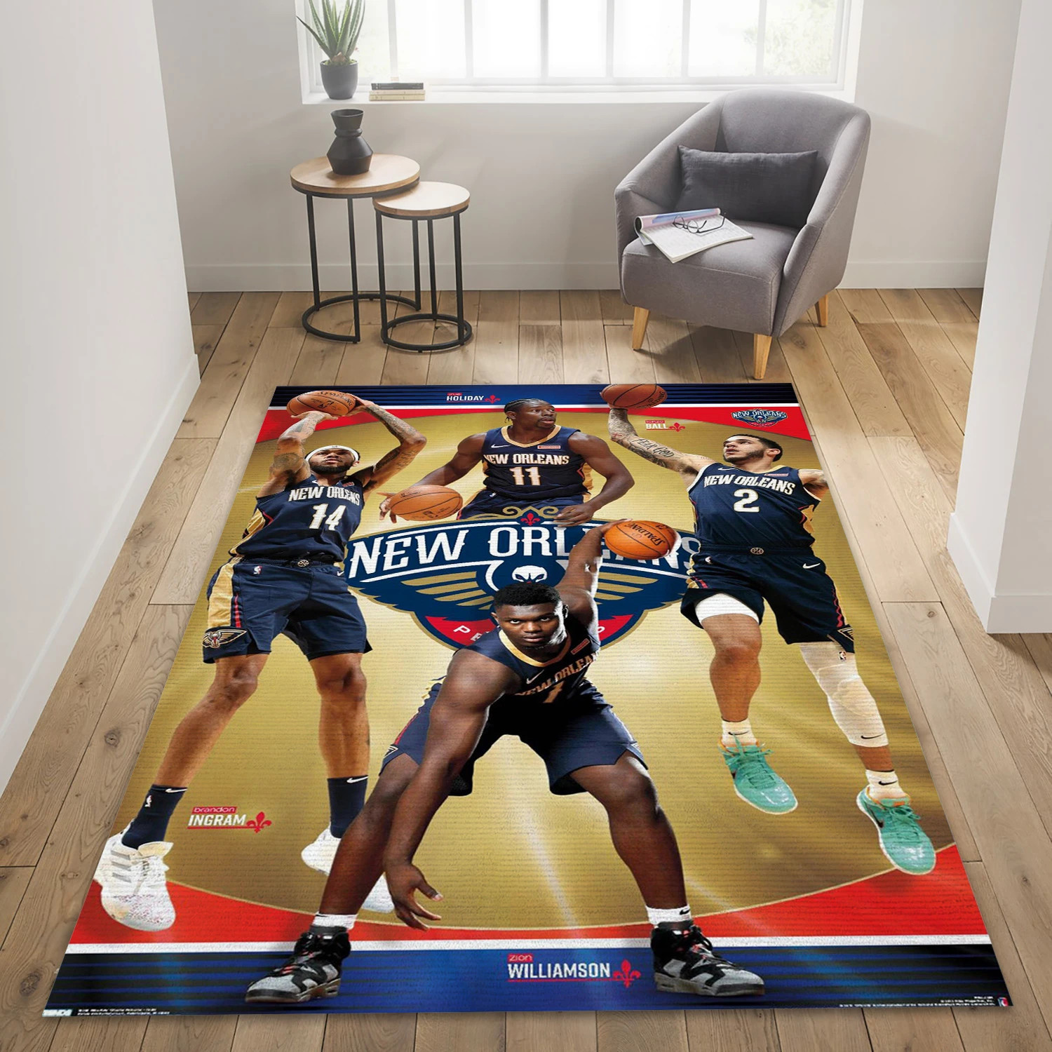 New Orleans Pelicans Players NBA Team Logos Area Rug, Living Room Rug - Home Decor - Indoor Outdoor Rugs