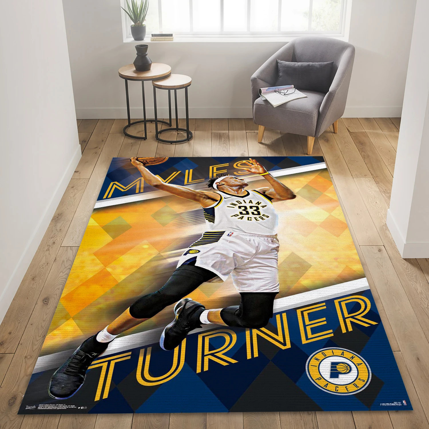 Myles Turner Indiana Pacers NBA Team Logos Area Rug, Living Room Rug - Home Decor - Indoor Outdoor Rugs