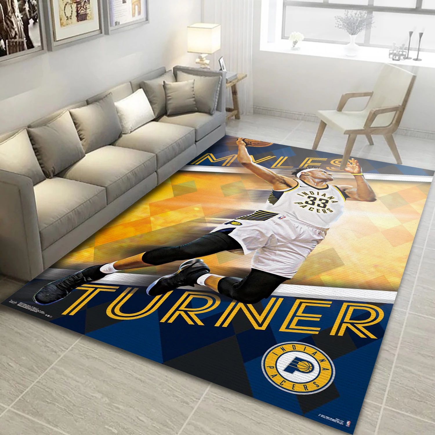 Myles Turner Indiana Pacers NBA Team Logos Area Rug, Living Room Rug - Home Decor - Indoor Outdoor Rugs