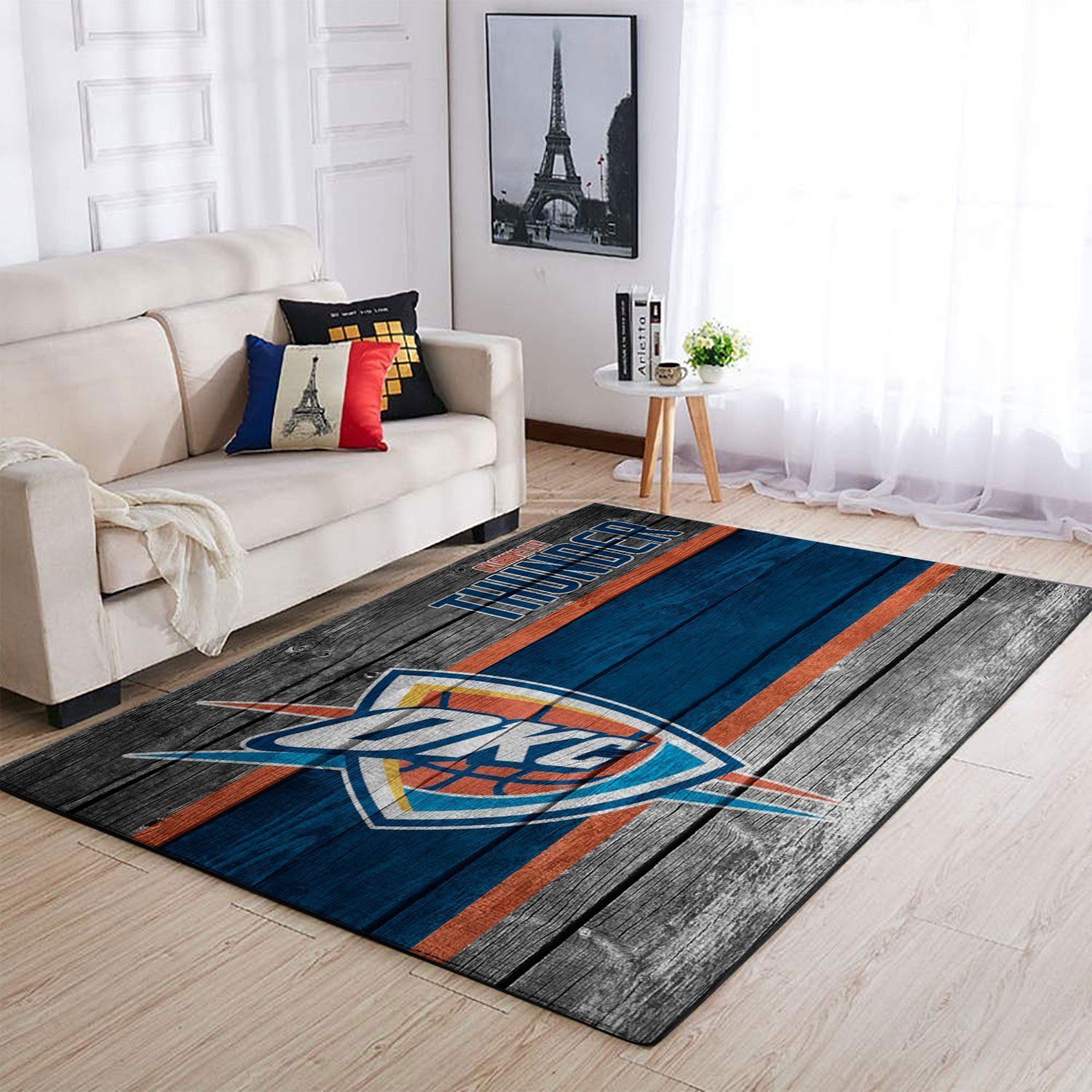 Oklahoma City Thunder Nba Team Logo Wooden Style Nice Gift Home Decor Rectangle Area Rug - Indoor Outdoor Rugs