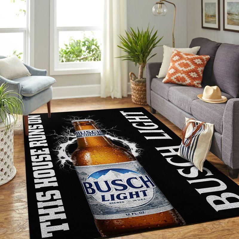 Busch Light This House Runs On Rug Room Carpet Custom Area Floor Home Decor - Indoor Outdoor Rugs