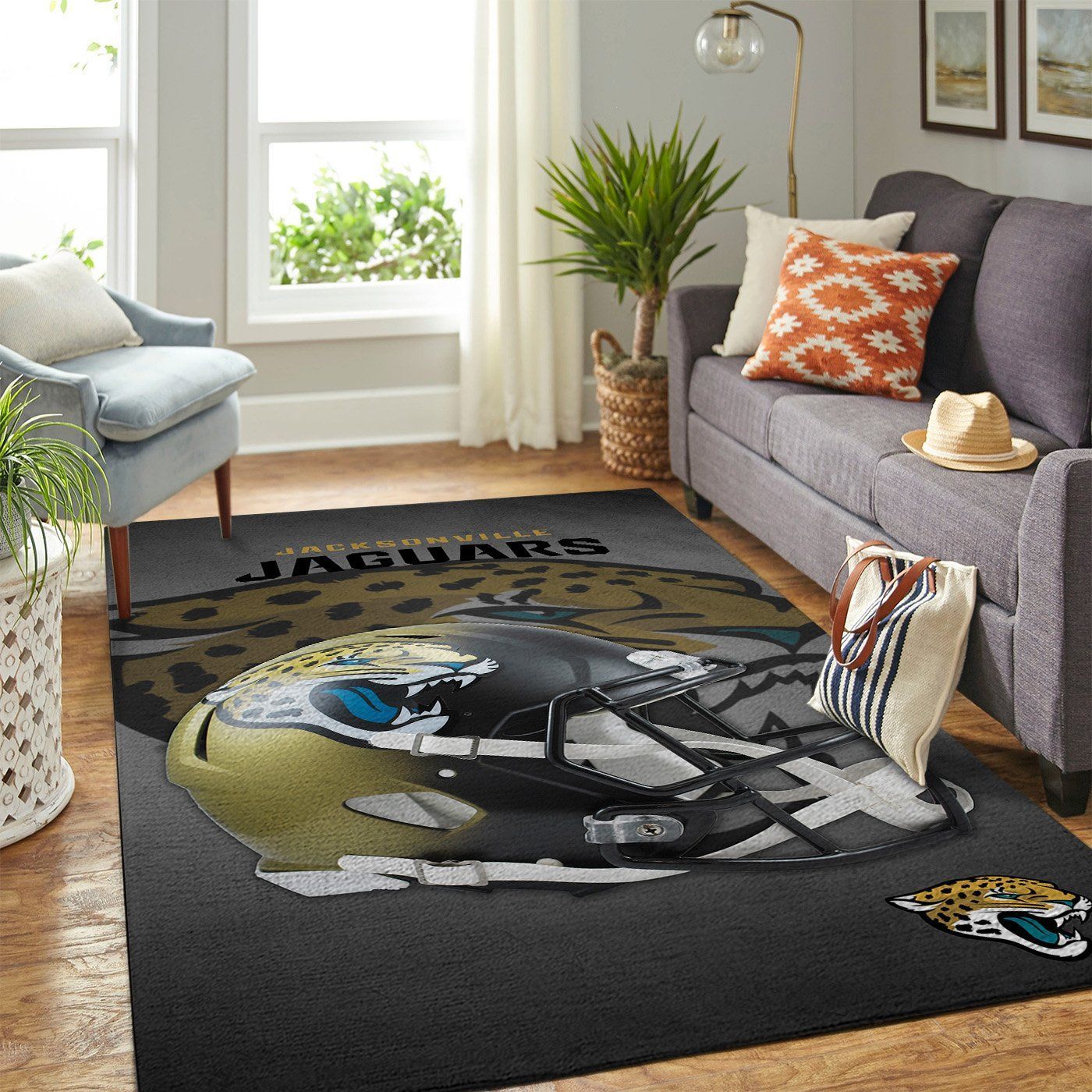 Jacksonville Jaguars Nfl Team Logo Helmet Nice Gift Home Decor Rectangle Area Rug - Indoor Outdoor Rugs