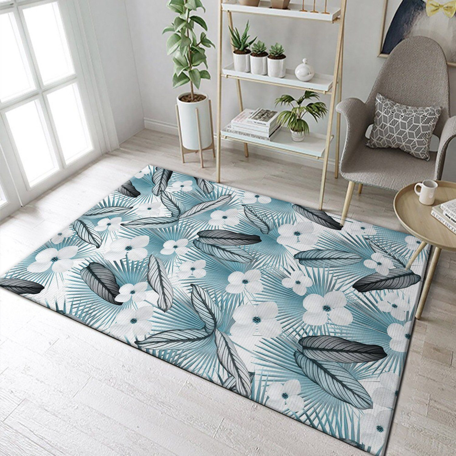 Calathea Palm Floral 2 Area Rug For Christmas, Living room and bedroom Rug, Christmas Gift US Decor - Indoor Outdoor Rugs