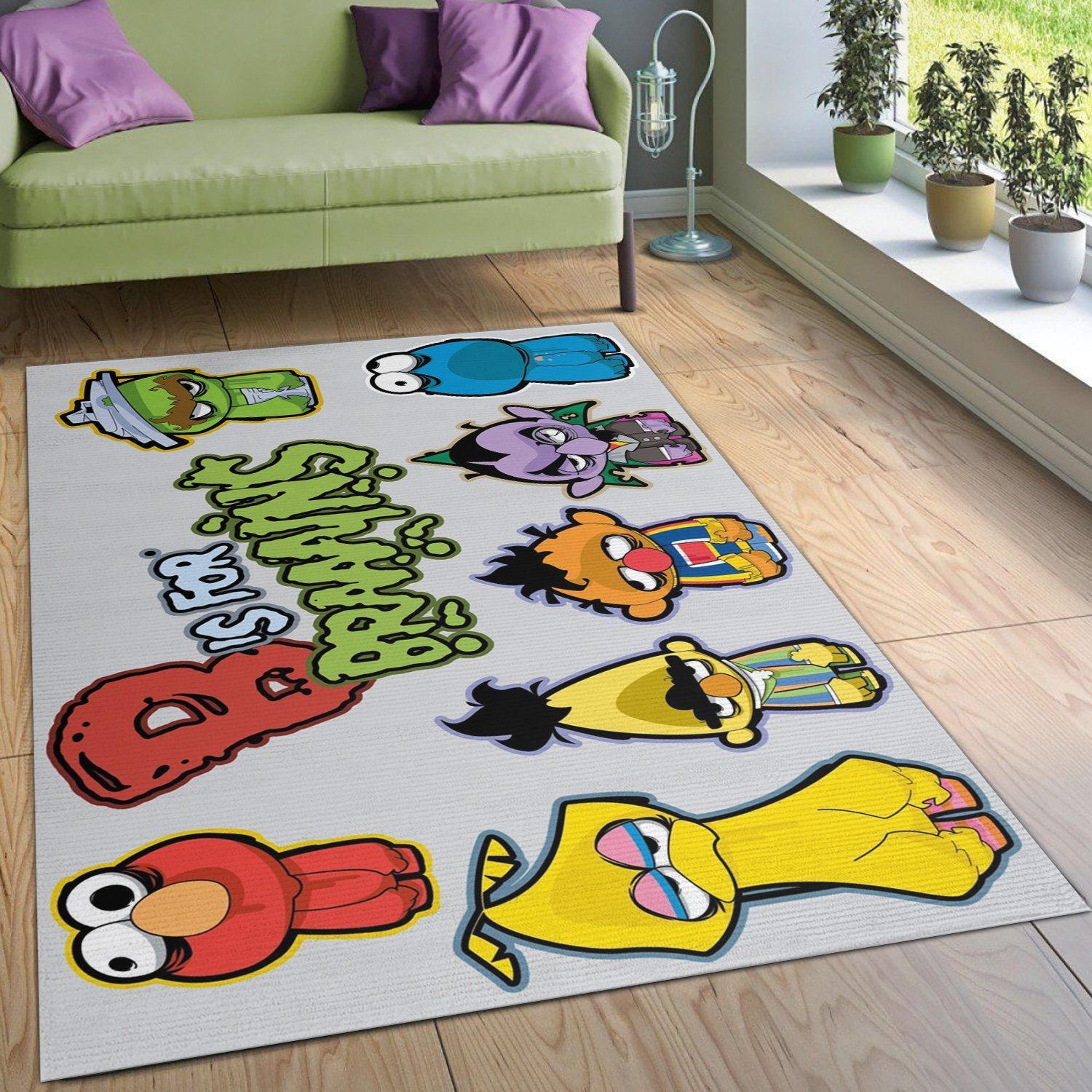 Sesame Street Family Monsters Area Rug Living Room Rug US Gift Decor - Indoor Outdoor Rugs