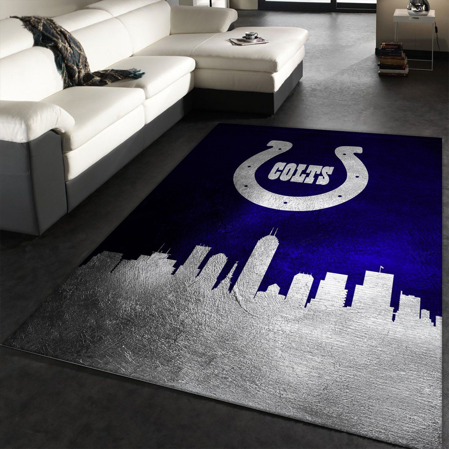 Indiana Colts Skyline NFL Area Rug Carpet, Living room and bedroom Rug, Home US Decor - Indoor Outdoor Rugs