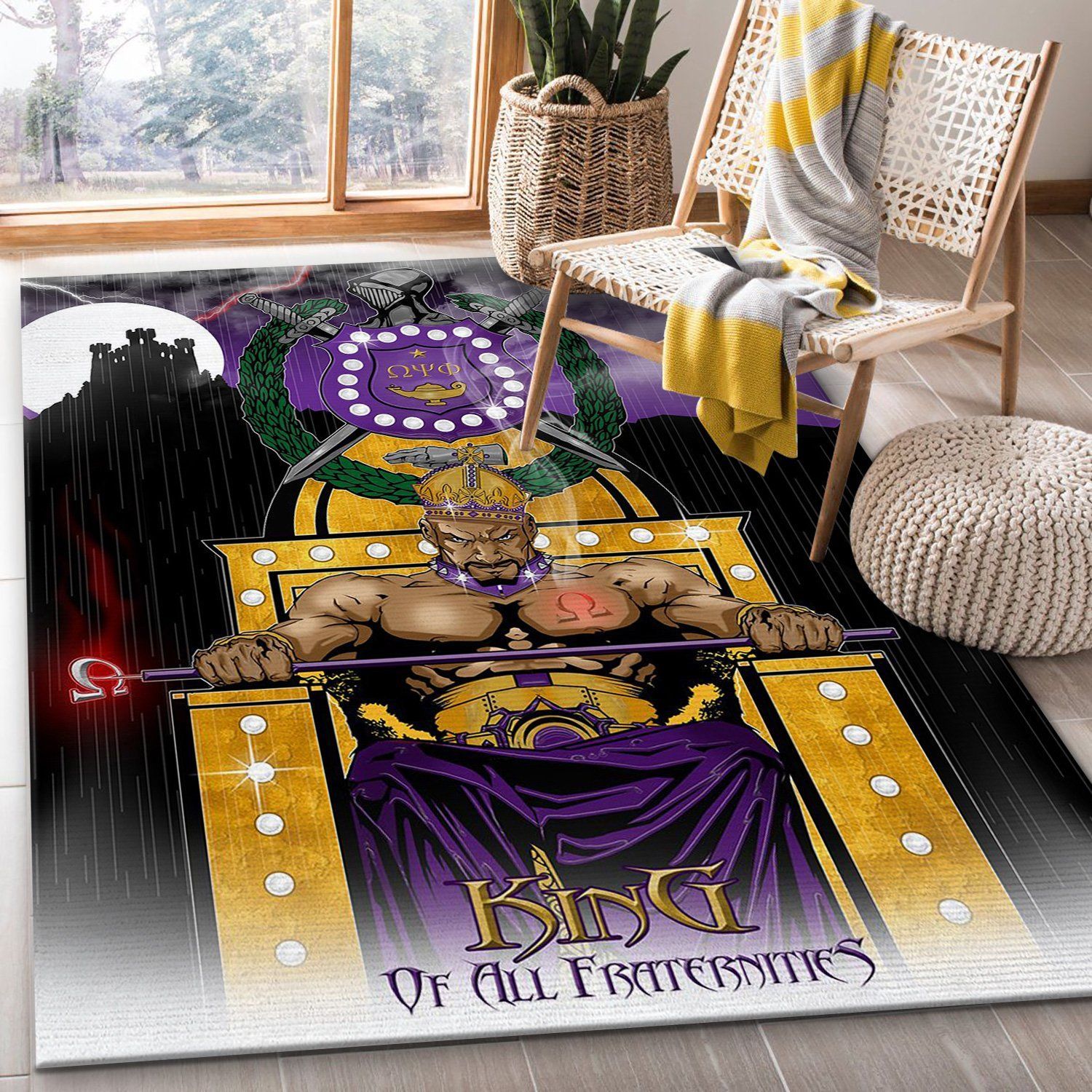 Omega Psi Phi King Area Rug For Christmas Bedroom Rug Home Decor Floor Decor - Indoor Outdoor Rugs