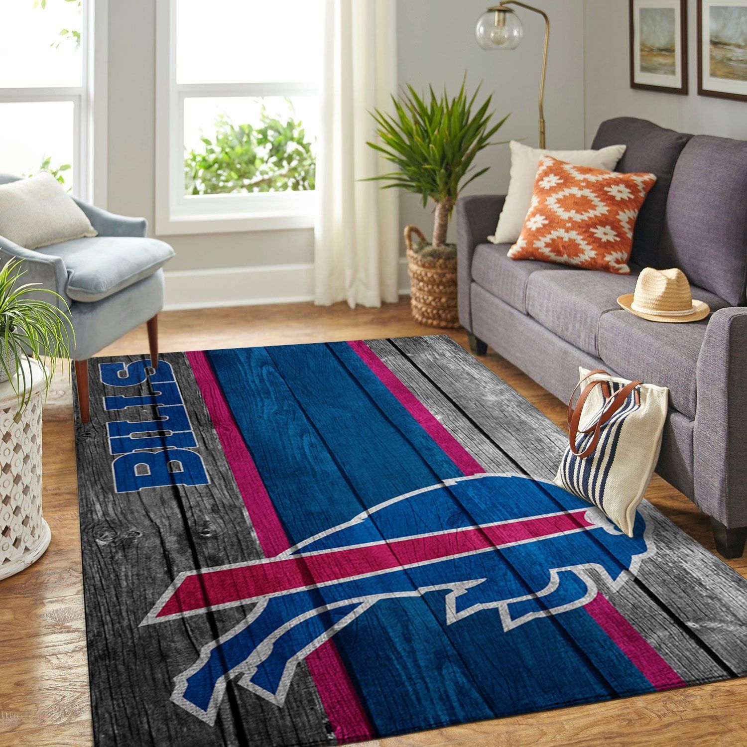 Buffalo Bills Nfl Team Logo Wooden Style Style Nice Gift Home Decor Rectangle Area Rug - Indoor Outdoor Rugs