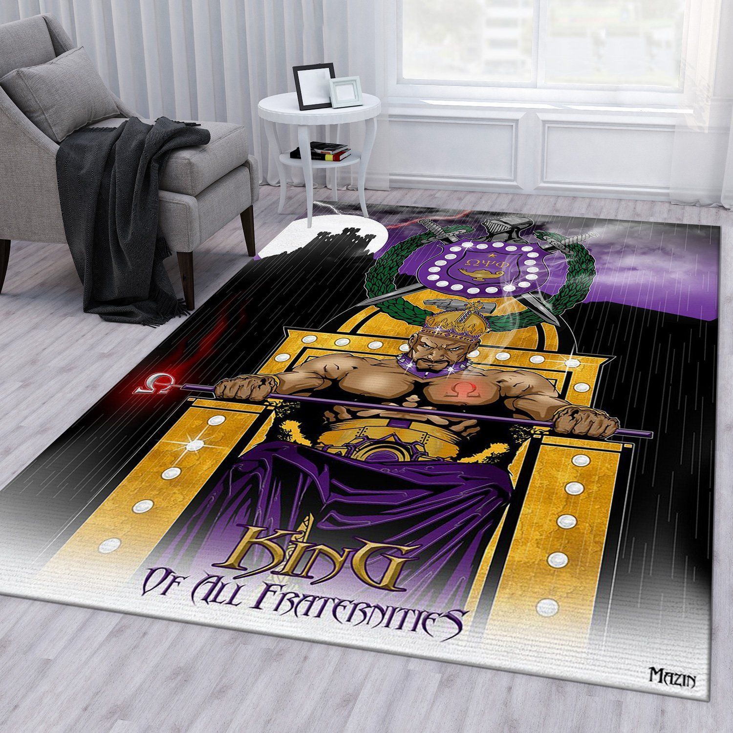 Omega Psi Phi King Area Rug For Christmas Bedroom Rug Home Decor Floor Decor - Indoor Outdoor Rugs