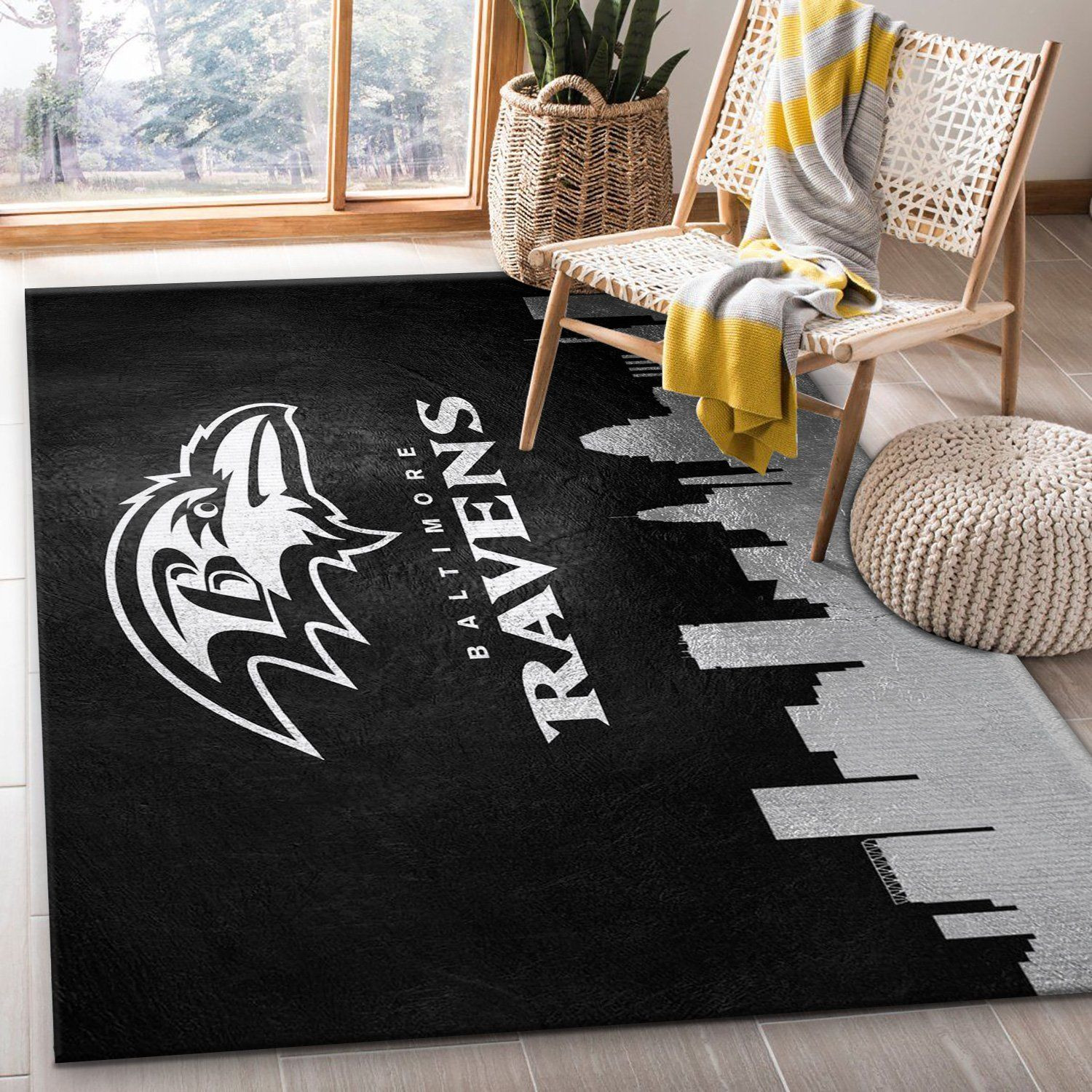 Baltimore Ravens Skyline NFL Area Rug Carpet, Kitchen Rug, Christmas Gift US Decor - Indoor Outdoor Rugs