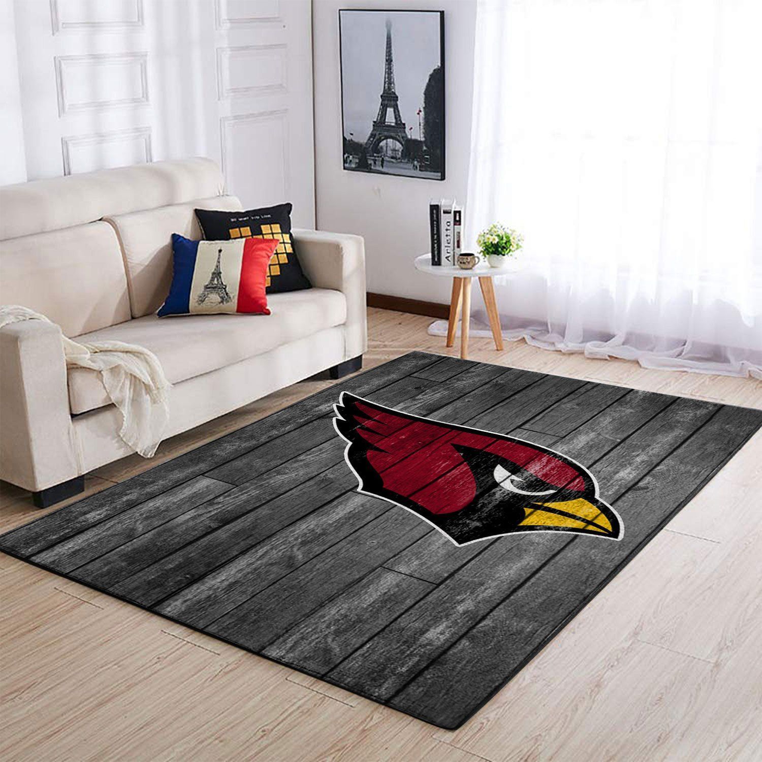 Arizona Cardinals Nfl Team Logo Grey Wooden Style Style Nice Gift Home Decor Rectangle Area Rug - Indoor Outdoor Rugs