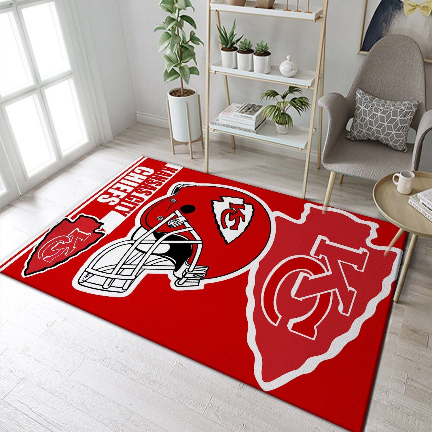 Kansas City Chiefs NFL Team Logo Helmet Nice Gift Home Decor Rectangle Area Rug - Indoor Outdoor Rugs