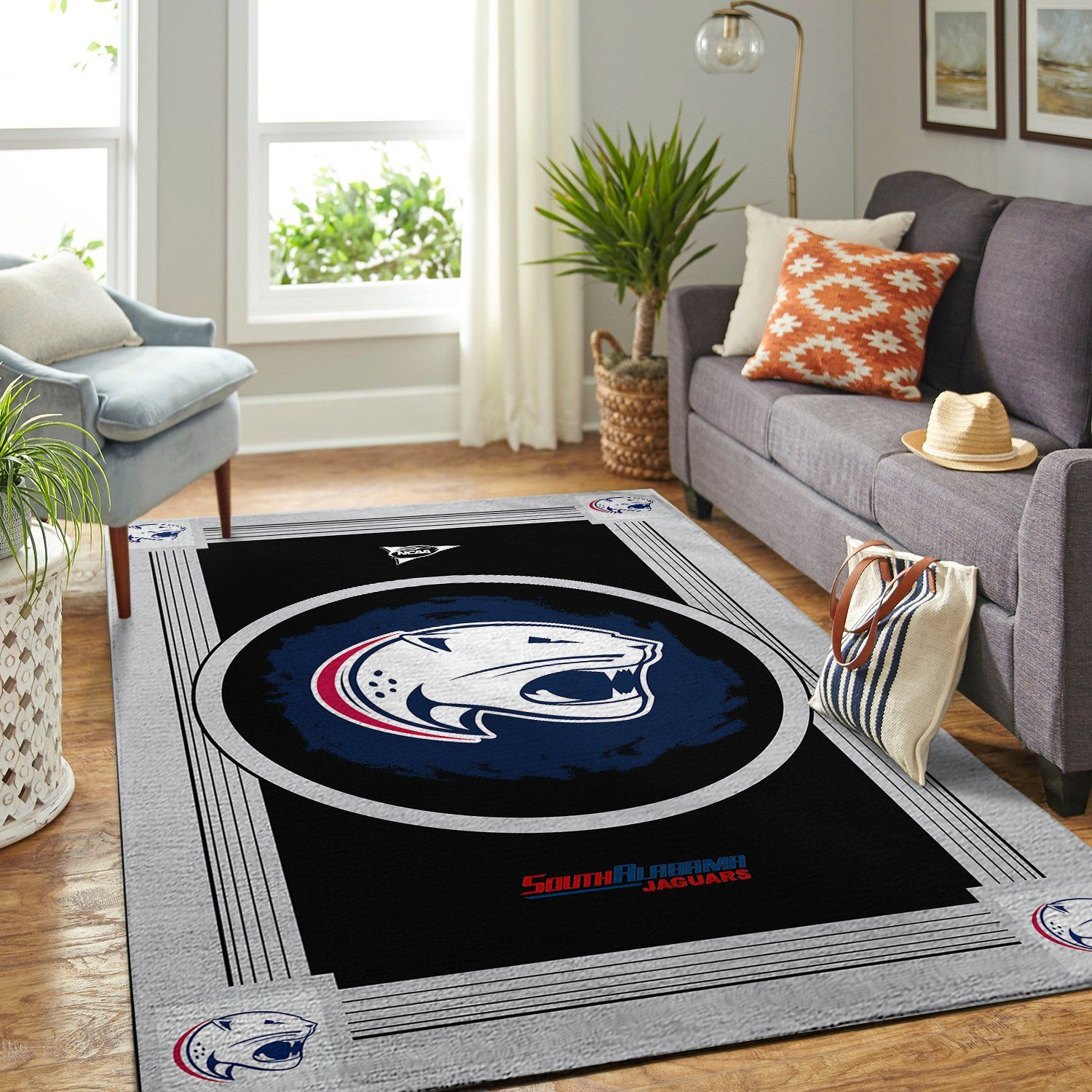 South Alabama Jaguars Ncaa Team Logo Nice Gift Home Decor Rectangle Area Rug - Indoor Outdoor Rugs