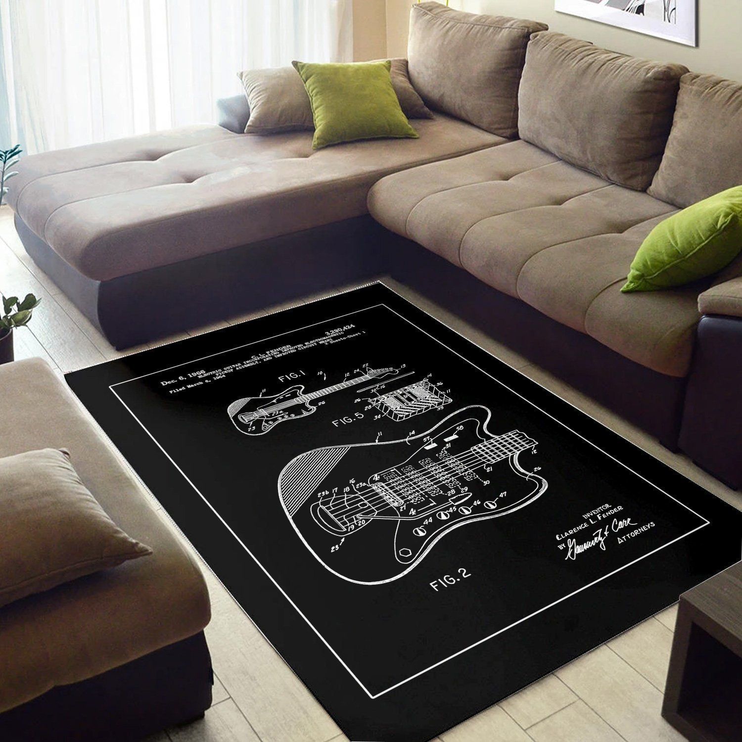 Fender Guitar Instrument Area Rug Gift for fans Home Decor - Indoor Outdoor Rugs