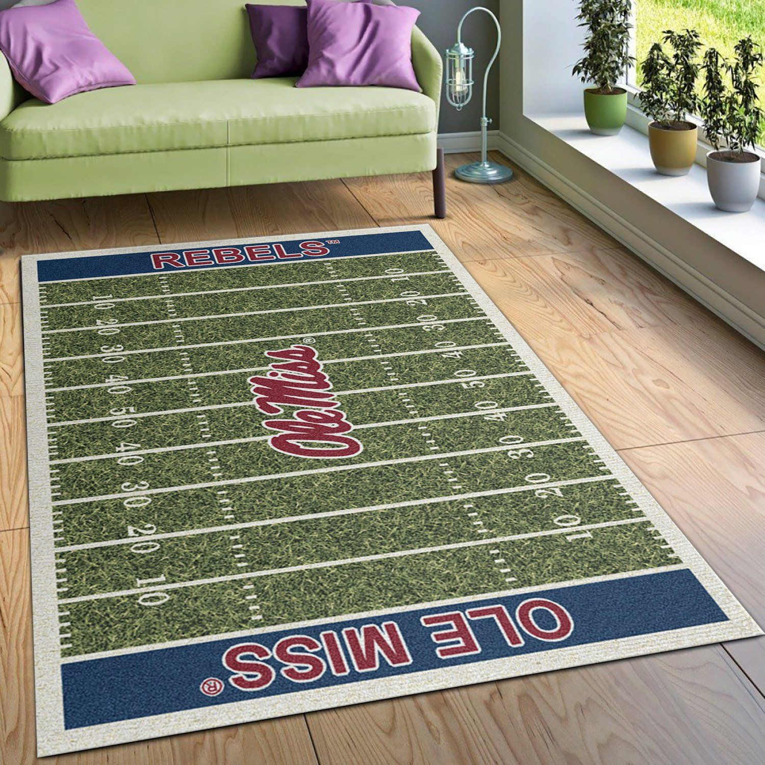 College Mississippi NFL Team Logo Area Rug, Kitchen Rug, US Gift Decor - Indoor Outdoor Rugs