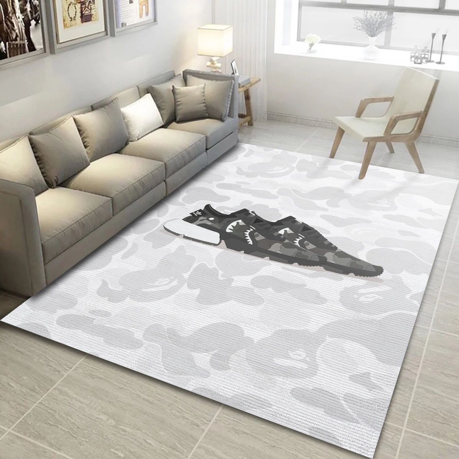 Sharkes Sneaker 4449010 Fashion Logo Area Rug, Living Room Rug - Family US Decor - Indoor Outdoor Rugs