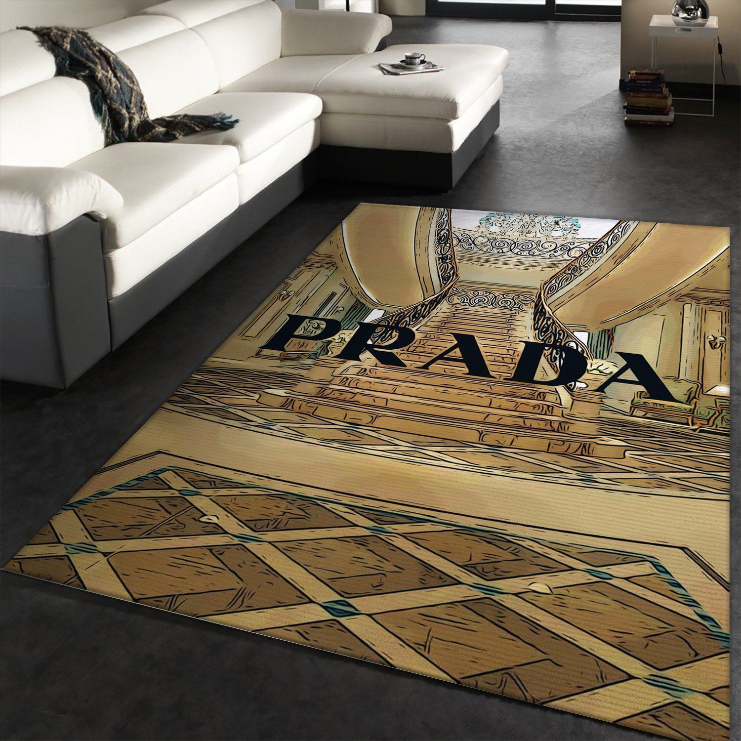 Prada Fashion Area Rug Fashion Brand Rug Home Decor Floor Decor - Indoor Outdoor Rugs